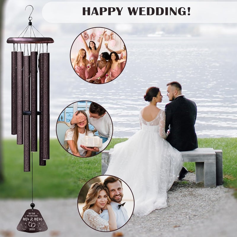 Yesruby Wedding Gifts, Mr and Mrs Gift 32” Wind Chimes Outside, Wedding Gifts for Couples Newlyweds 2025, Bridal Shower Just Married Gift - Image 4